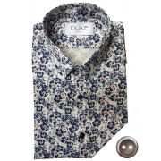 Latino Blue Reddish Floral Print