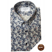 Latino Blue Reddish Floral Print