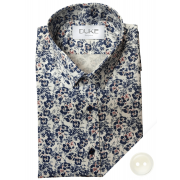 Latino Blue Reddish Floral Print