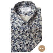 Latino Blue Reddish Floral Print