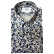 Latino Blue Reddish Floral Print