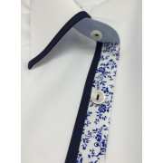 Blue Trimming Design Collar & Cuffs Detail in Smart Casual Look